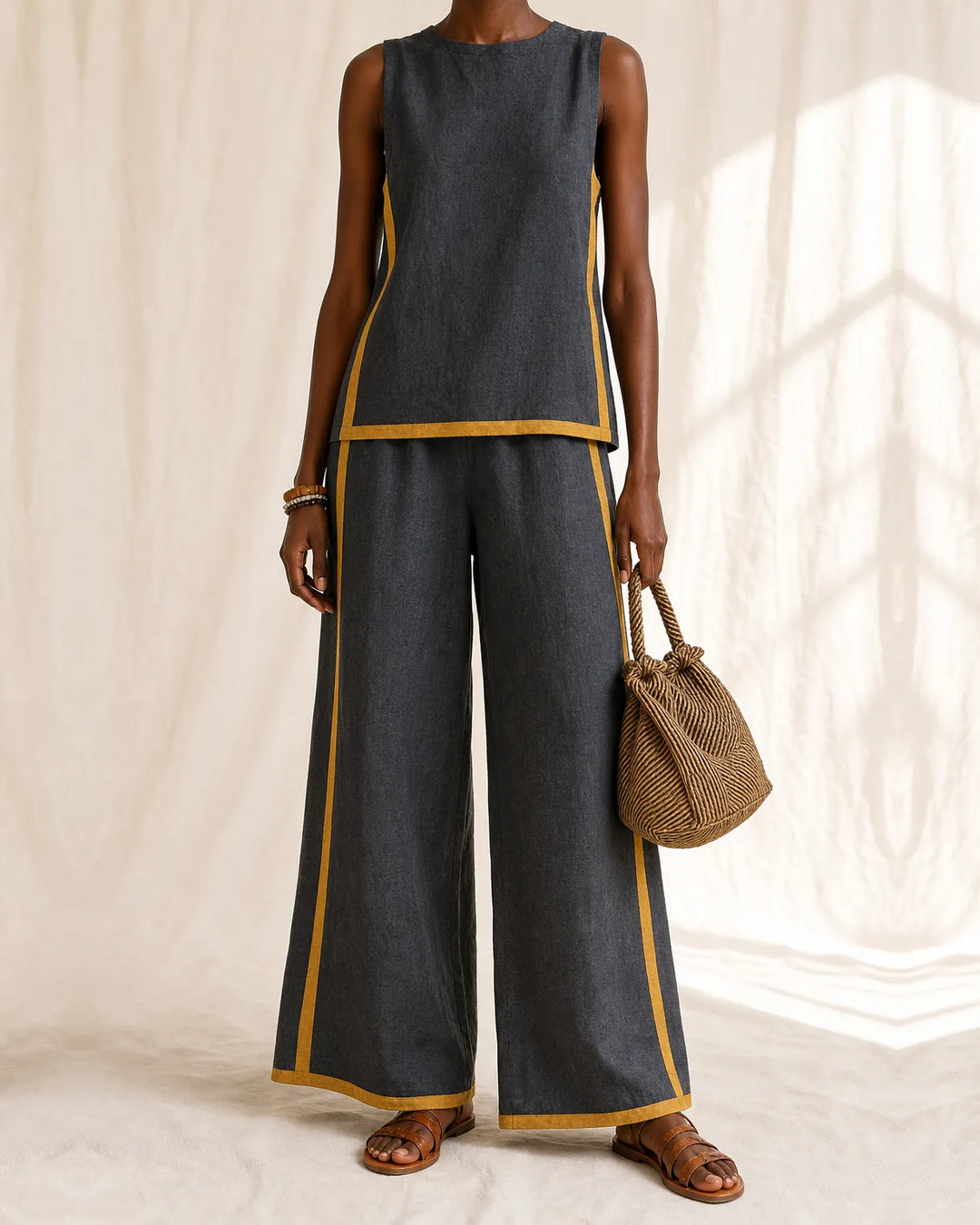Renata | Sleeveless Side-Stripe Maxi Dress