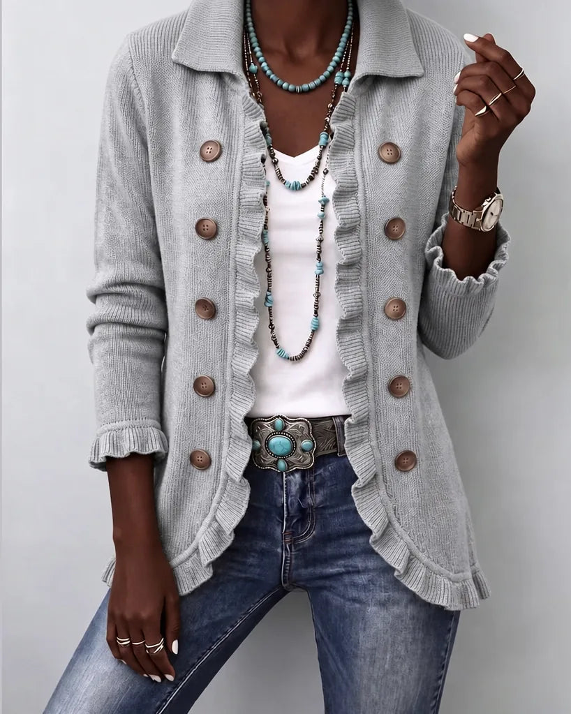 Lerato | Grey Vintage Ruffle Knit Jacket