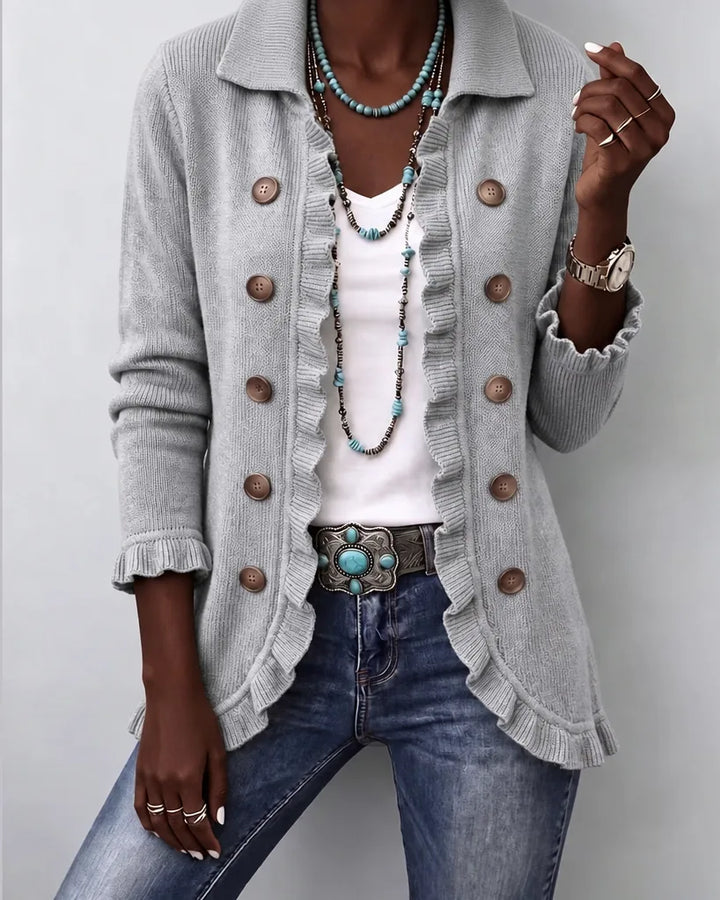 Lerato | Grey Vintage Ruffle Knit Jacket
