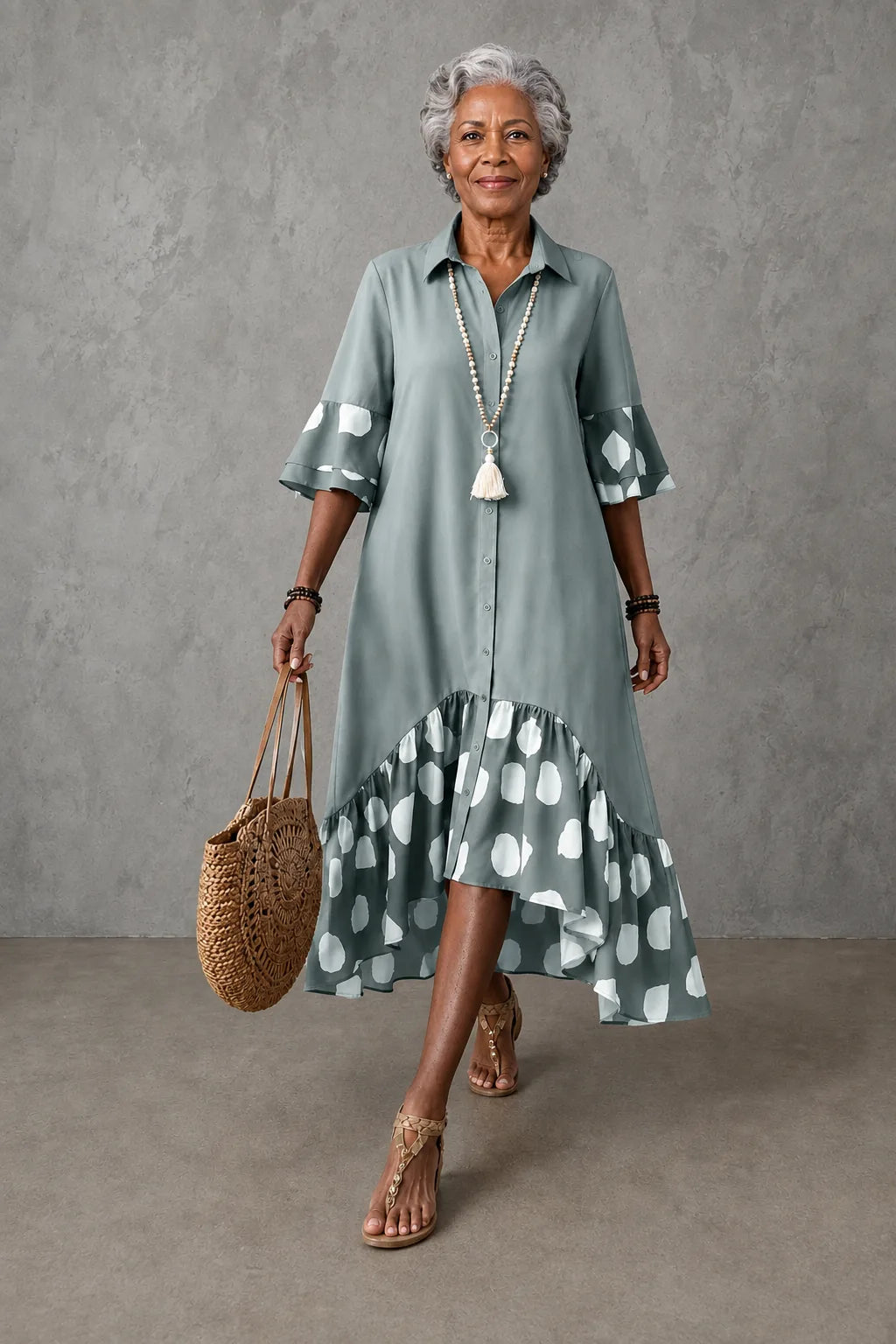 Kelechi | Polka Dot Lapel Dress