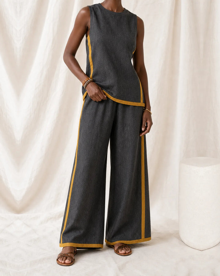 Renata | Sleeveless Side-Stripe Maxi Dress