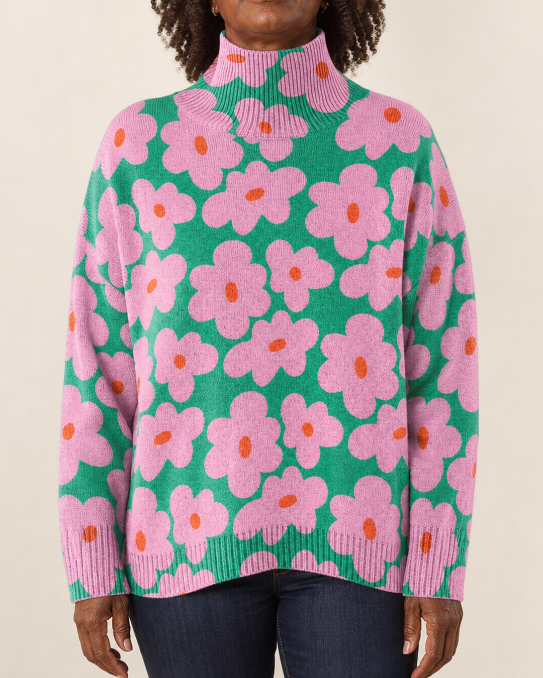 Martha | Floral Knit Turtleneck