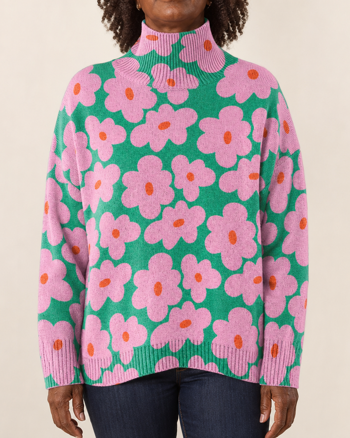 Martha | Floral Knit Turtleneck