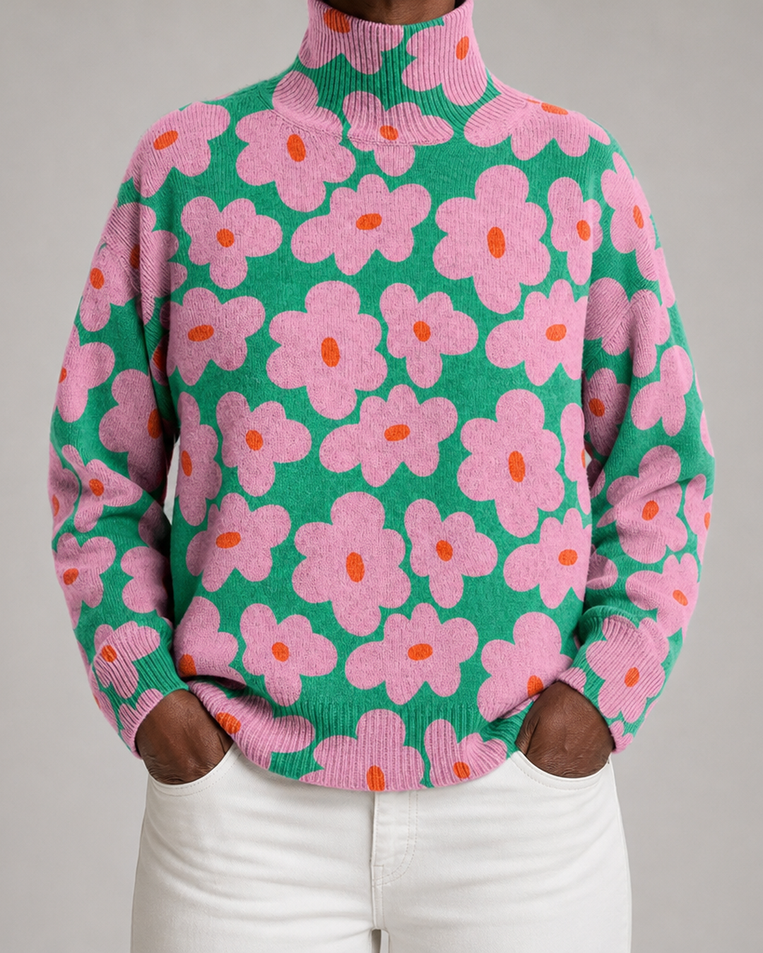 Hannah | Floral Knit Turtleneck