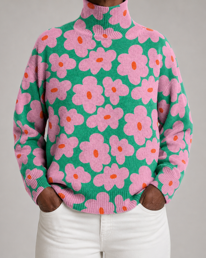 Hannah | Floral Knit Turtleneck