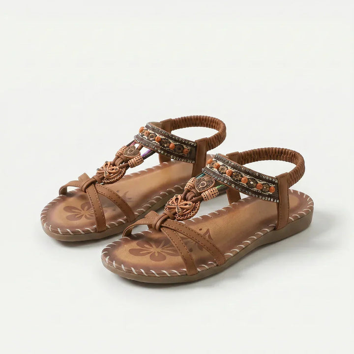 Hannah | Bohemian Comfort Sandals — Navy/Brown