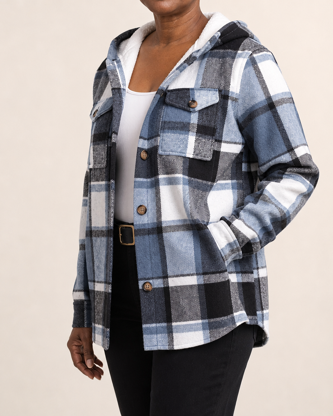 Doris | Plaid Hooded Shacket Coat