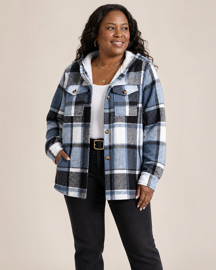 Harper | Cozy Plaid Hooded Shacket