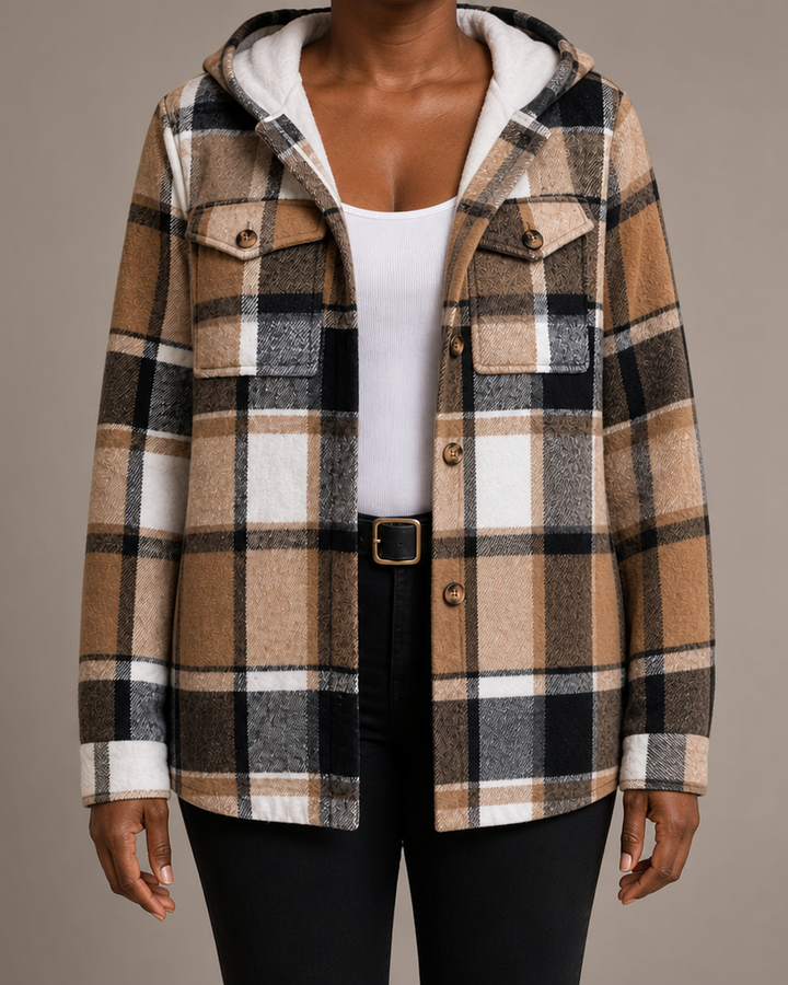 Doris | Plaid Hooded Shacket Coat