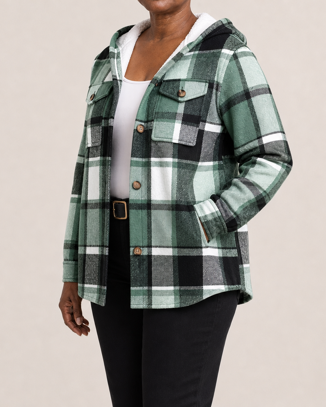 Doris | Plaid Hooded Shacket Coat