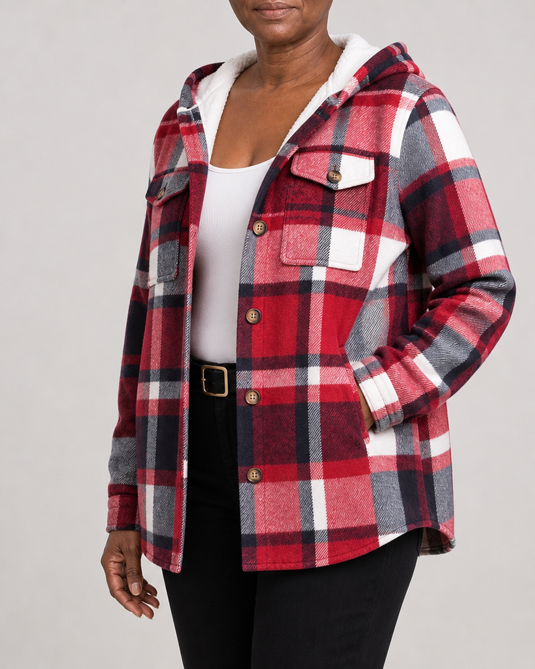 Doris | Plaid Hooded Shacket Coat