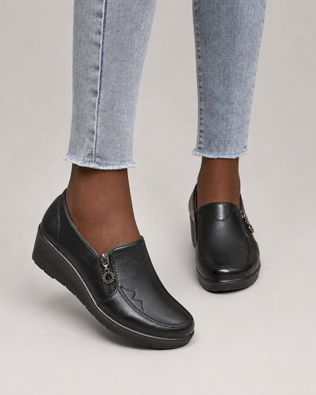 Janet | Side-Zip Wedge Loafers
