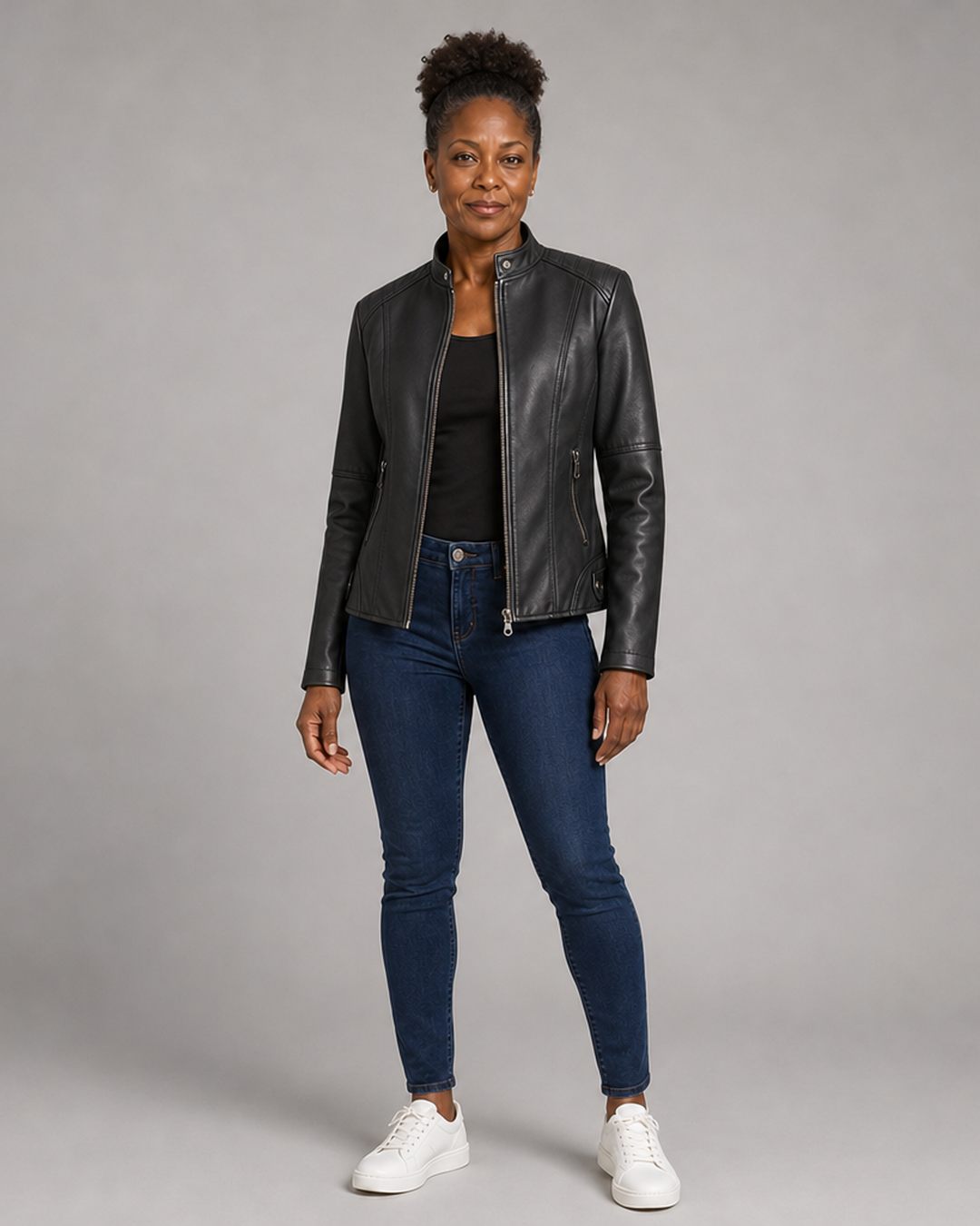 Helen | Refined Stand-Collar Moto Jacket