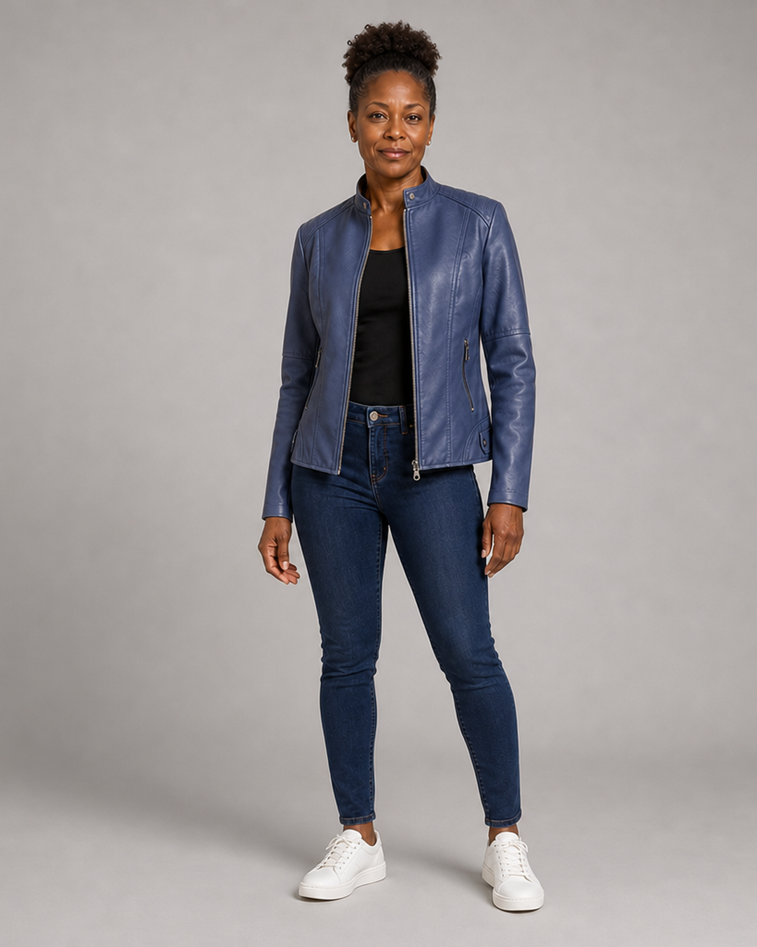 Helen | Refined Stand-Collar Moto Jacket