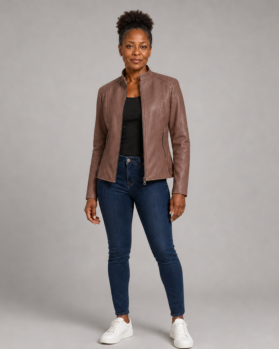 Helen | Refined Stand-Collar Moto Jacket