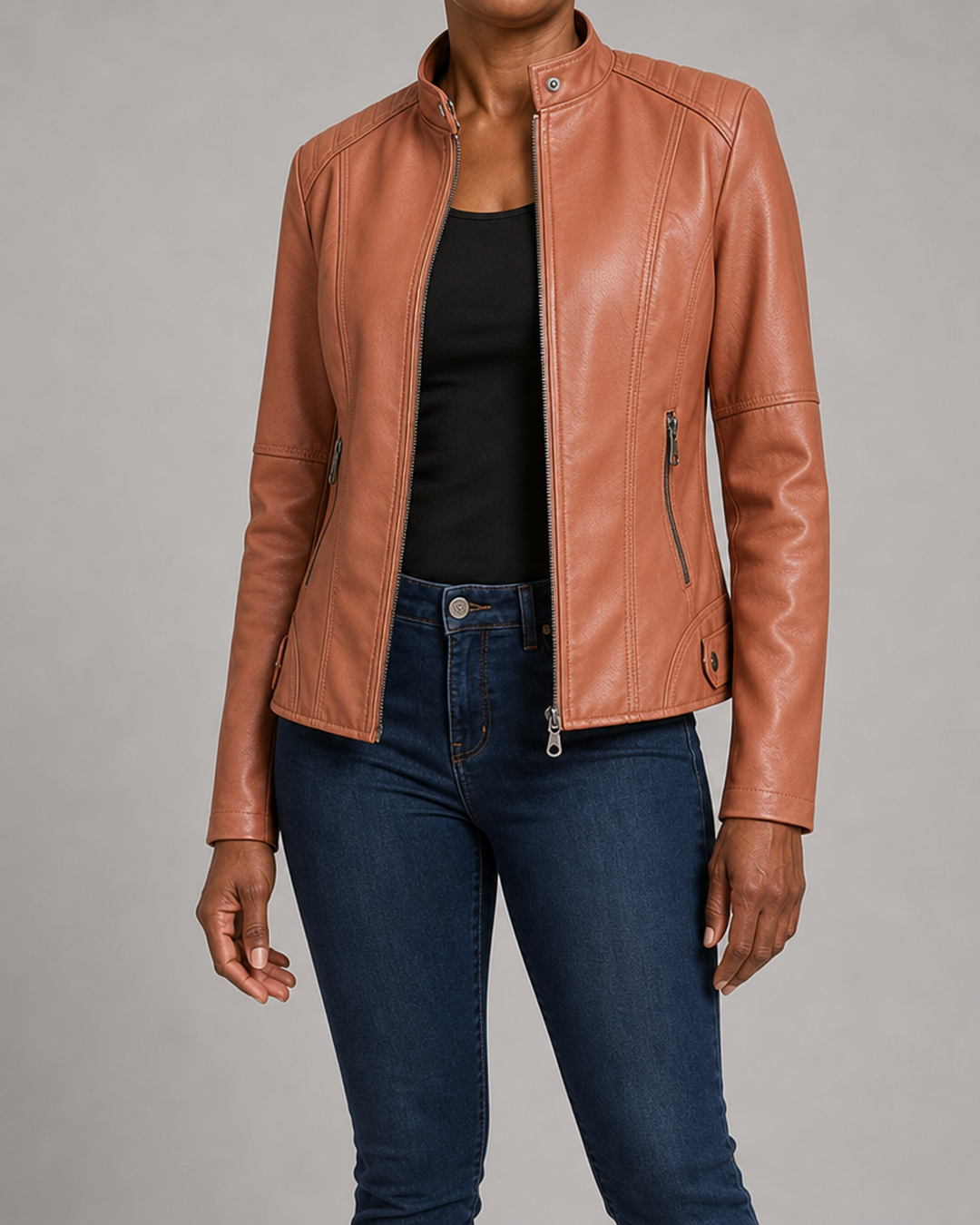 Helen | Refined Stand-Collar Moto Jacket