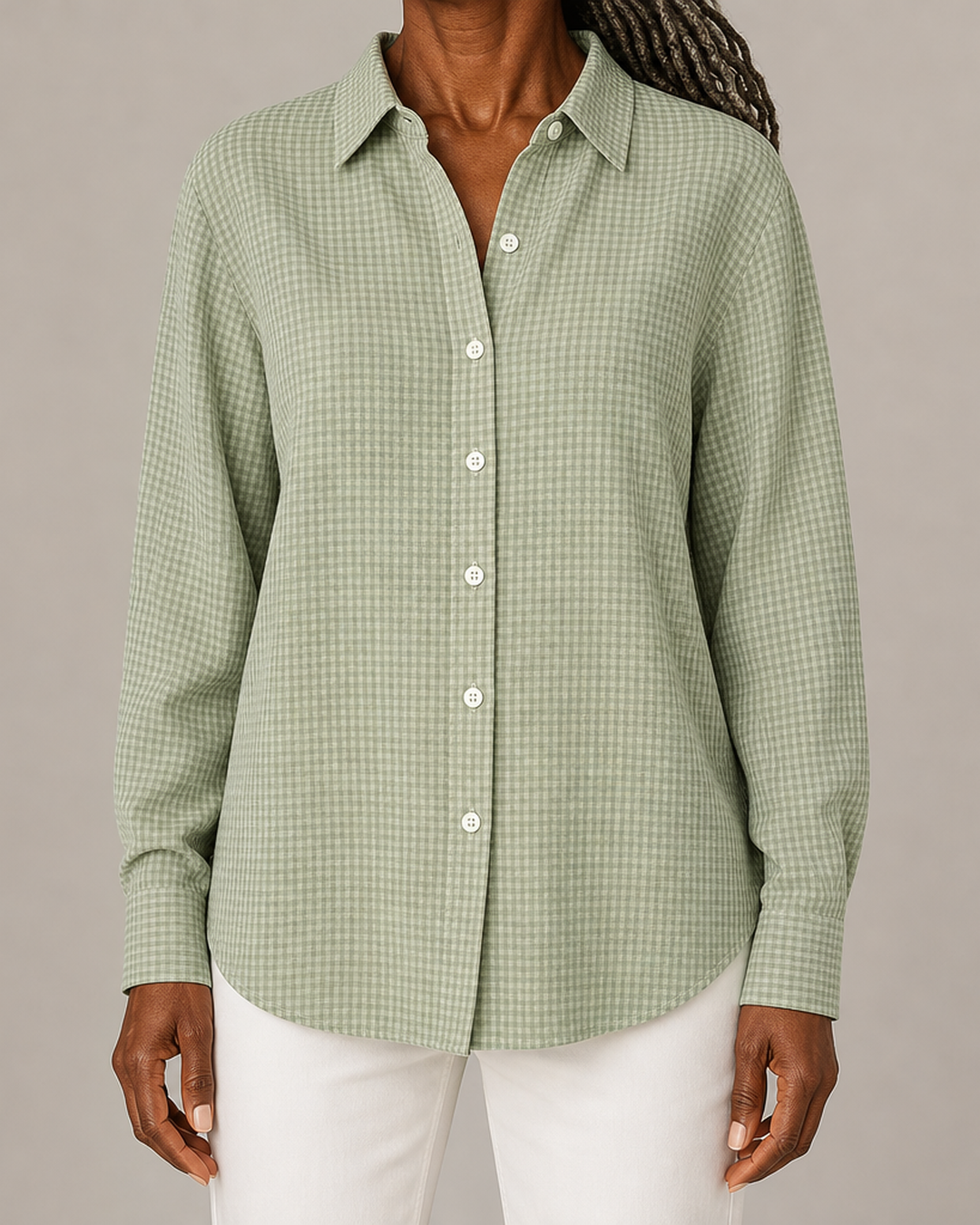 Hillrose | Relaxed Gingham Button-Front Blouse