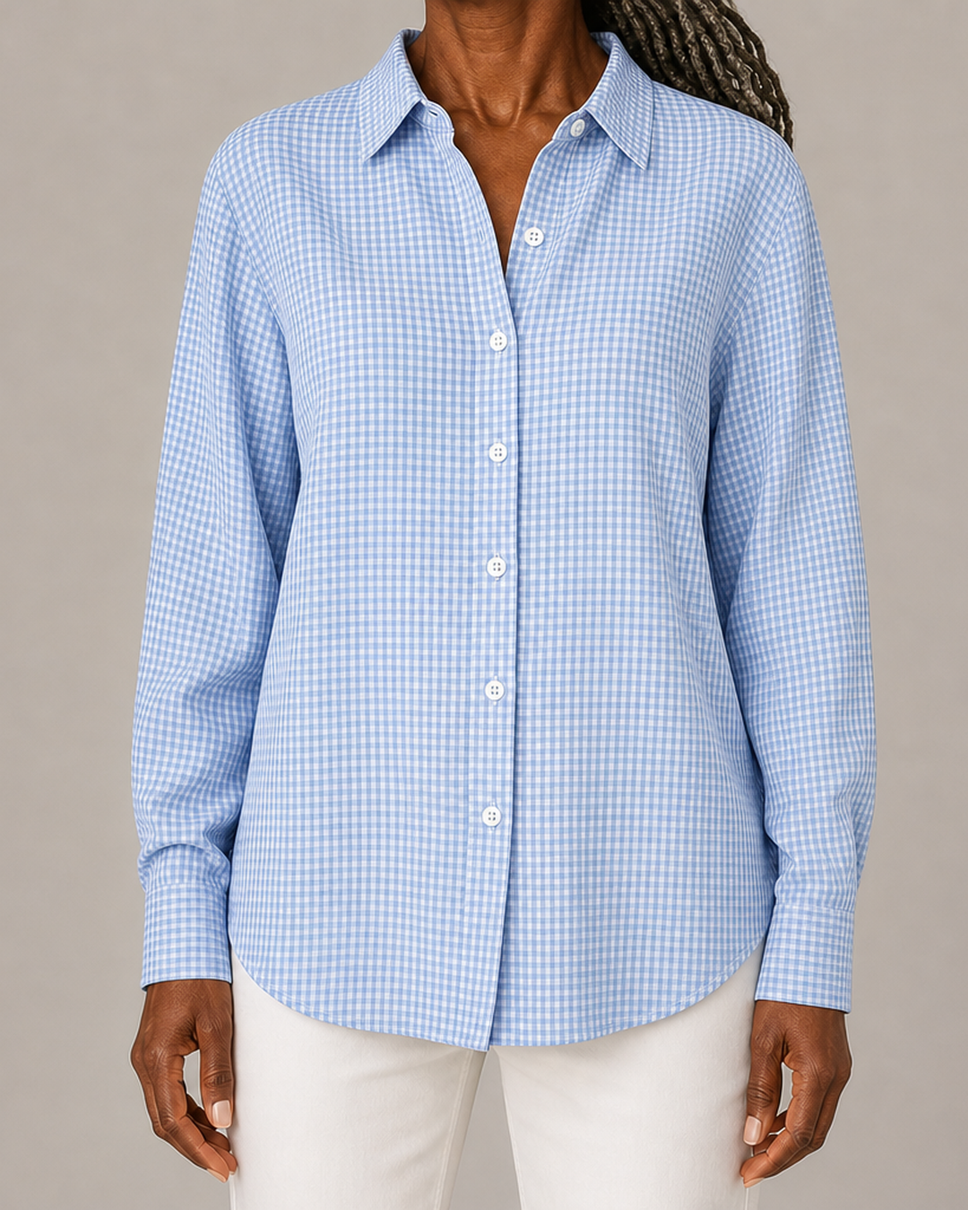 Hillrose™ | Relaxed Gingham Button-Front Blouse