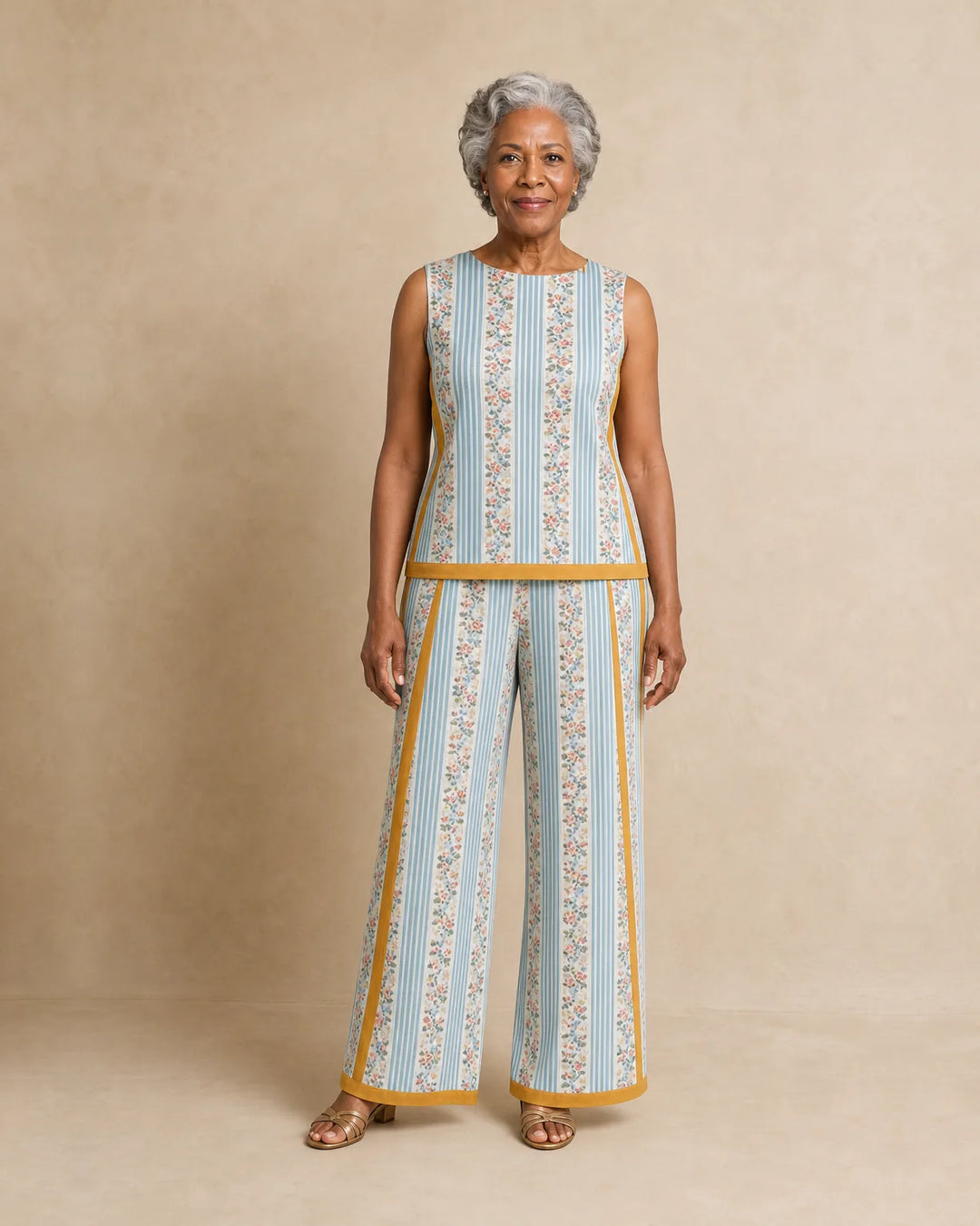 Sierra | Sleeveless Print Top & Wide-Leg Set