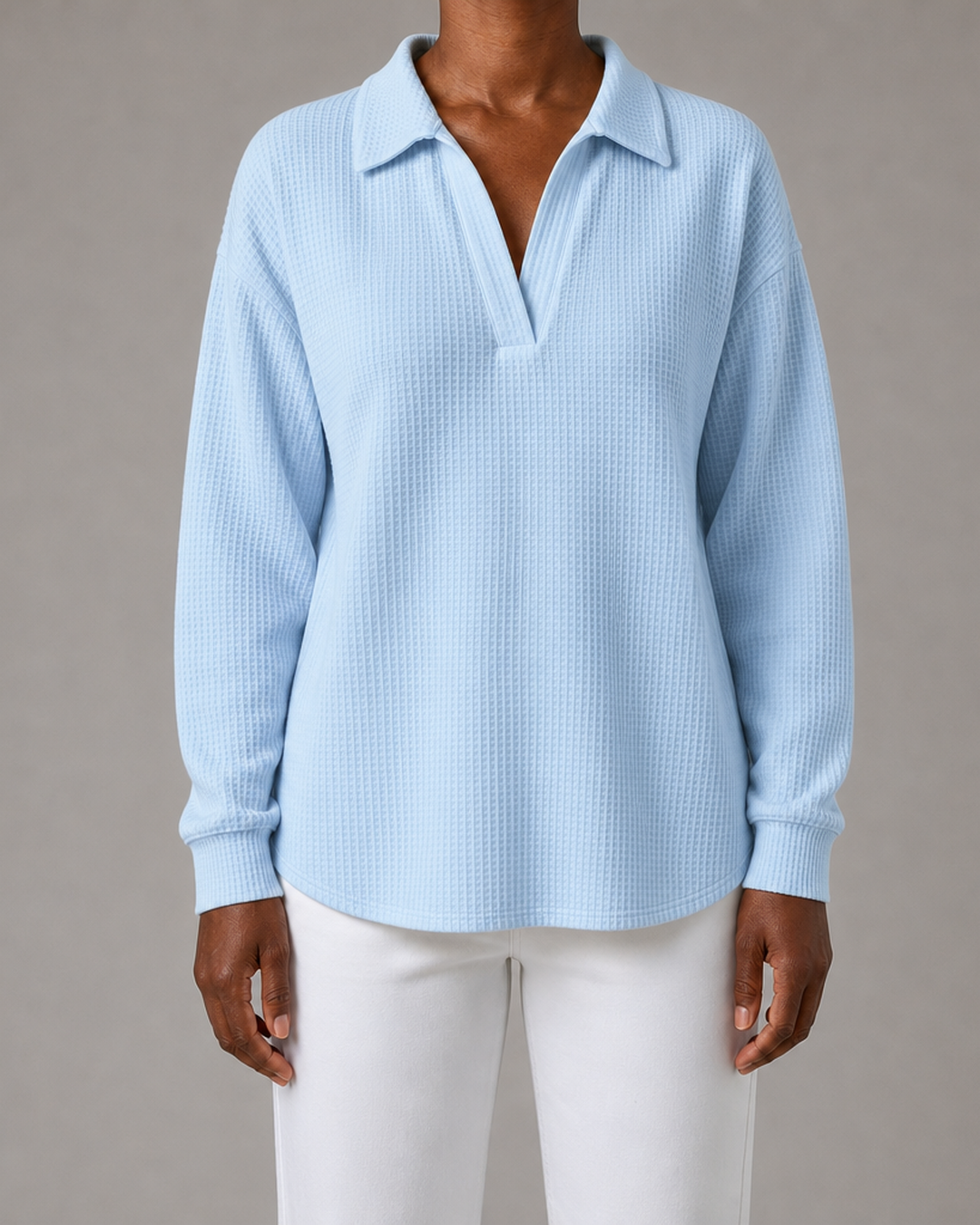 Idalia | Chic Soft Waffle-Knit Polo Top