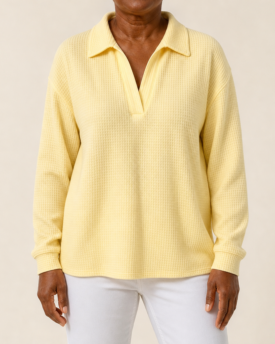 Agatha | Soft Waffle-Knit Polo Sweater