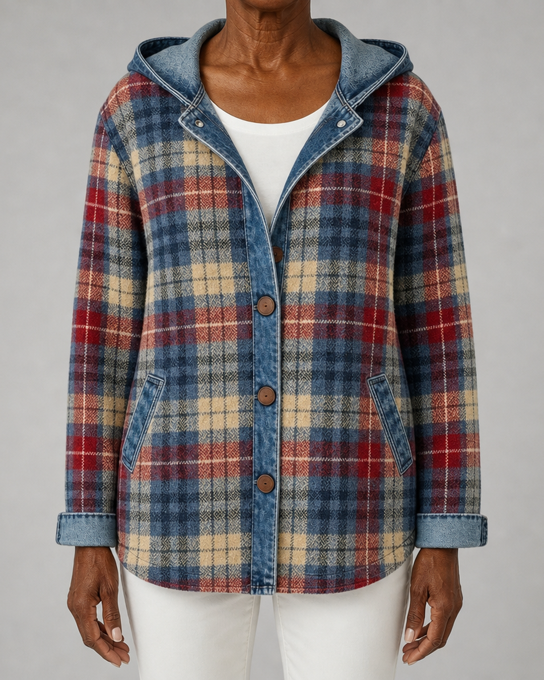 Oleta | Hooded Checked Jacket