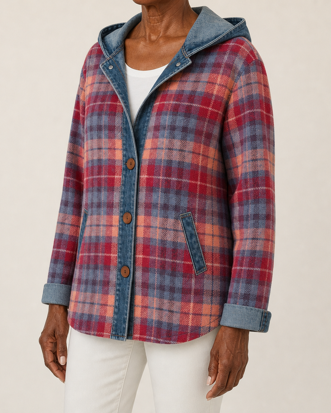 Oleta | Hooded Checked Jacket