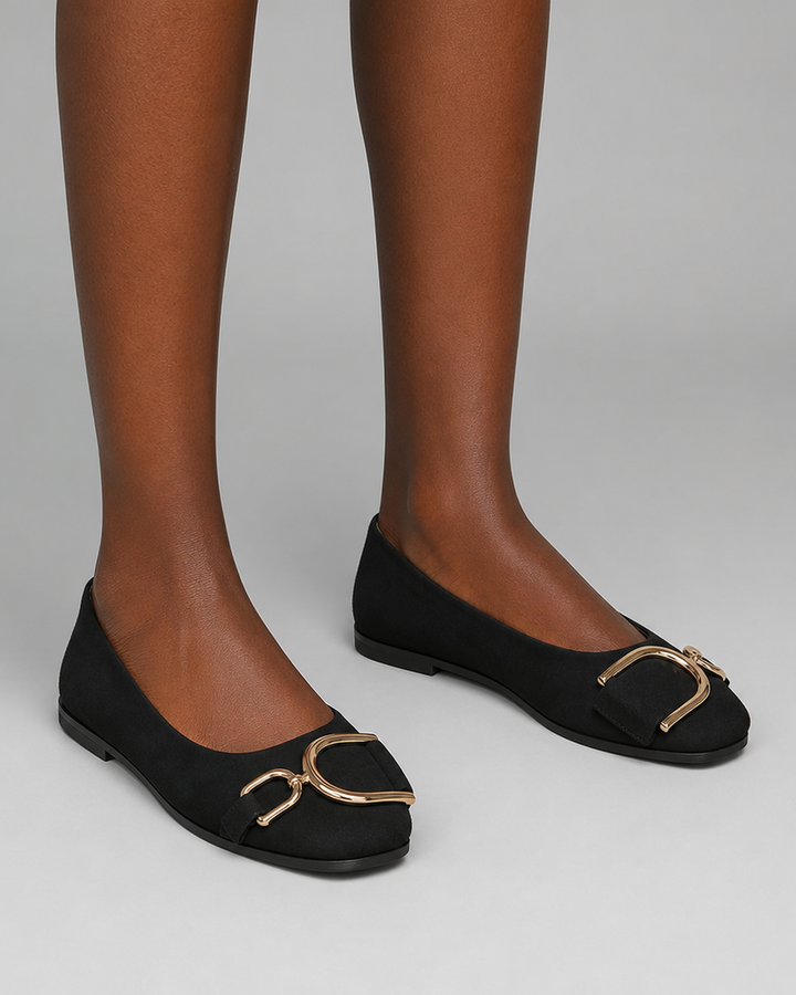 Jeanne | Square-Toe Buckle Ballet Flats