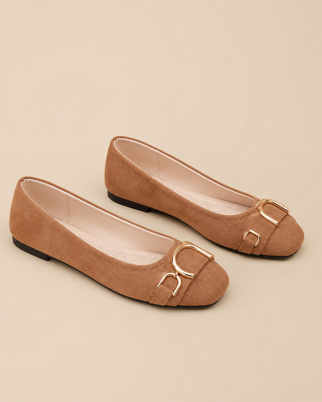 Jeanne | Square-Toe Buckle Ballet Flats