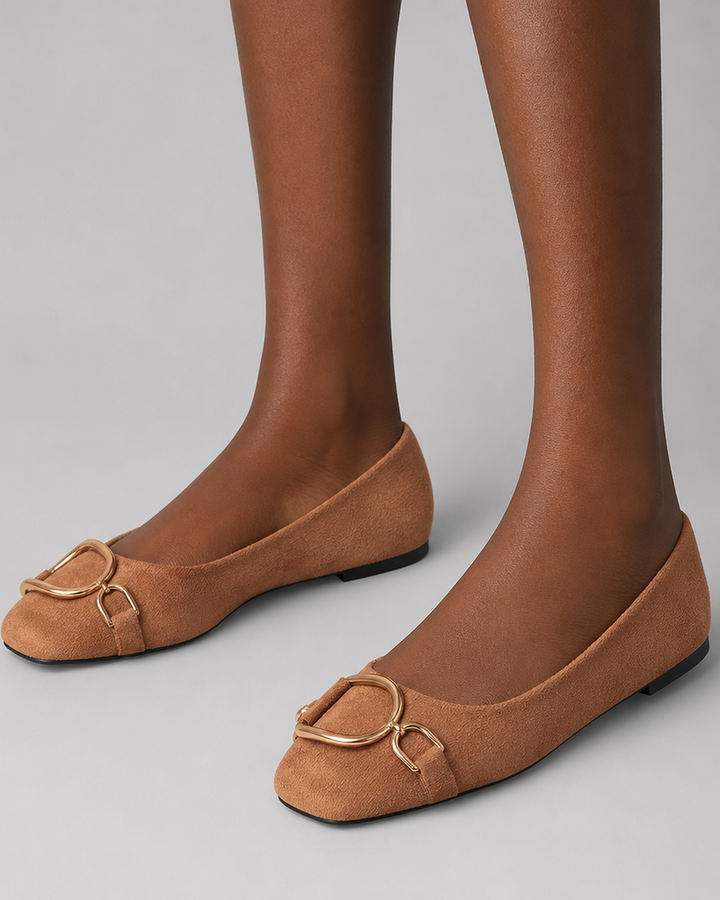 Jeanne | Square-Toe Buckle Ballet Flats