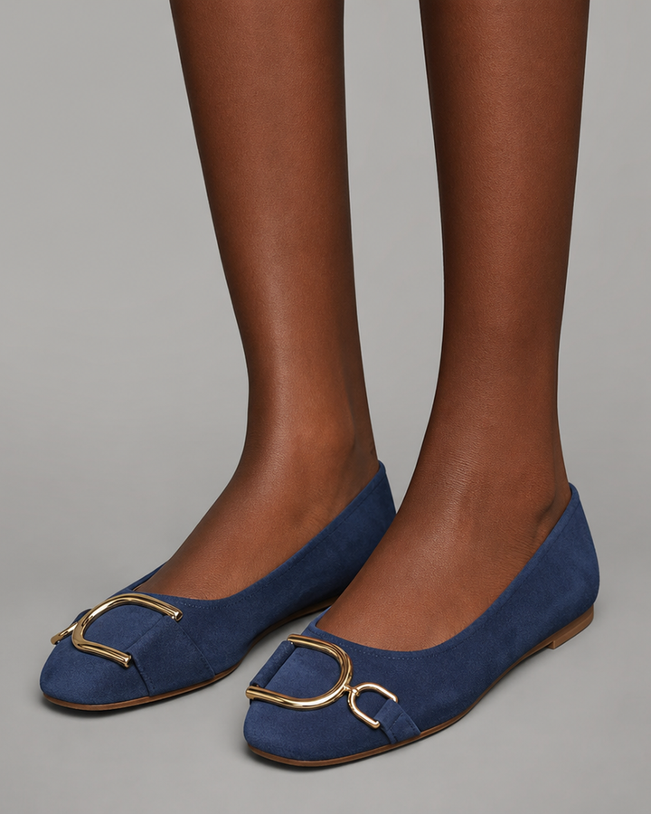 Jeanne | Square-Toe Buckle Ballet Flats