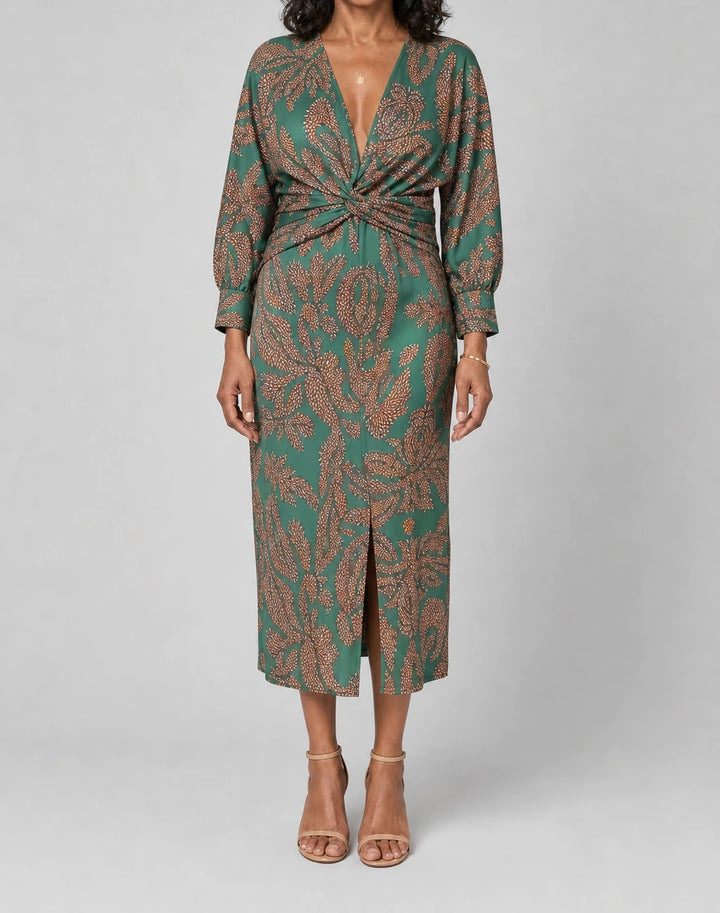 Isadora Tummy Flattering Printed Midi Dress