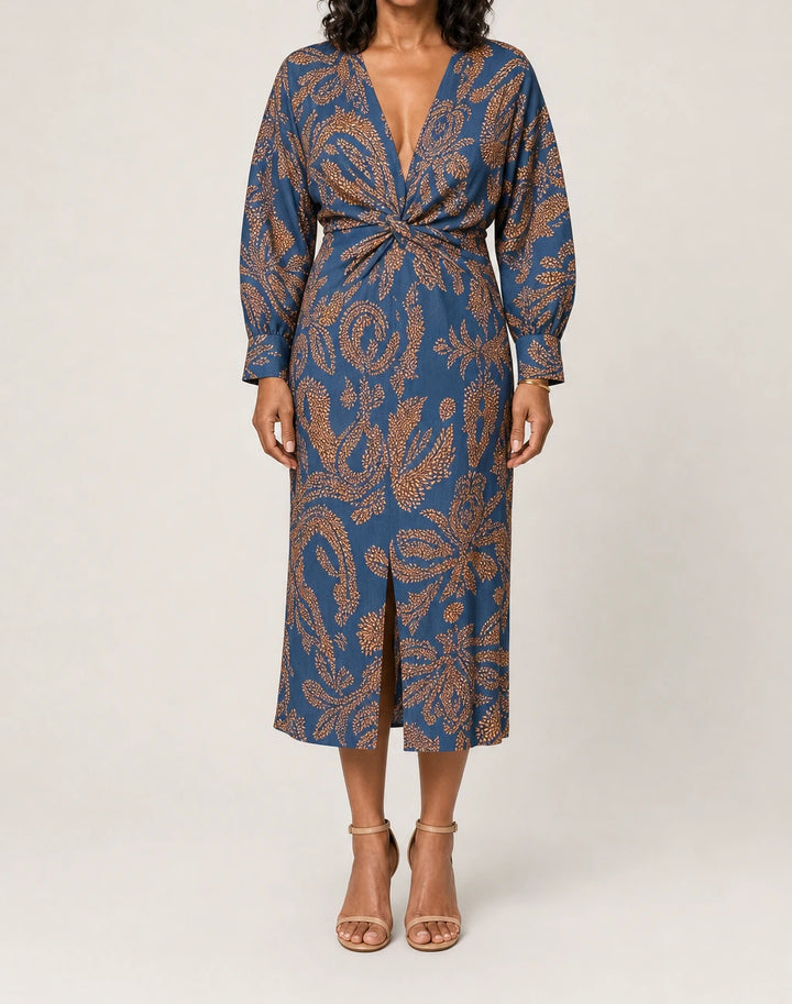 Isadora Tummy Flattering Printed Midi Dress