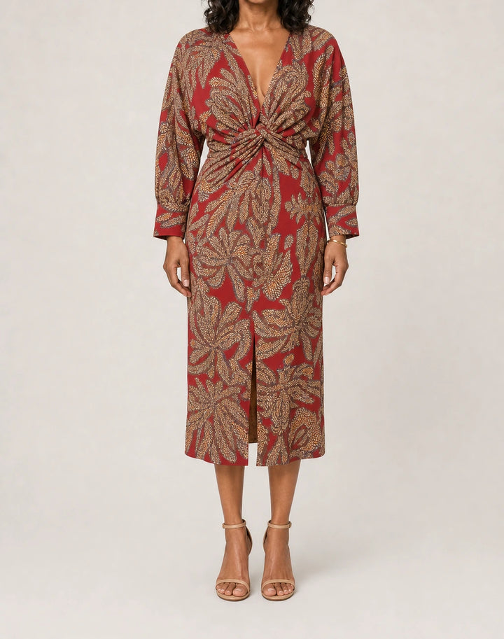 Isadora Tummy Flattering Printed Midi Dress