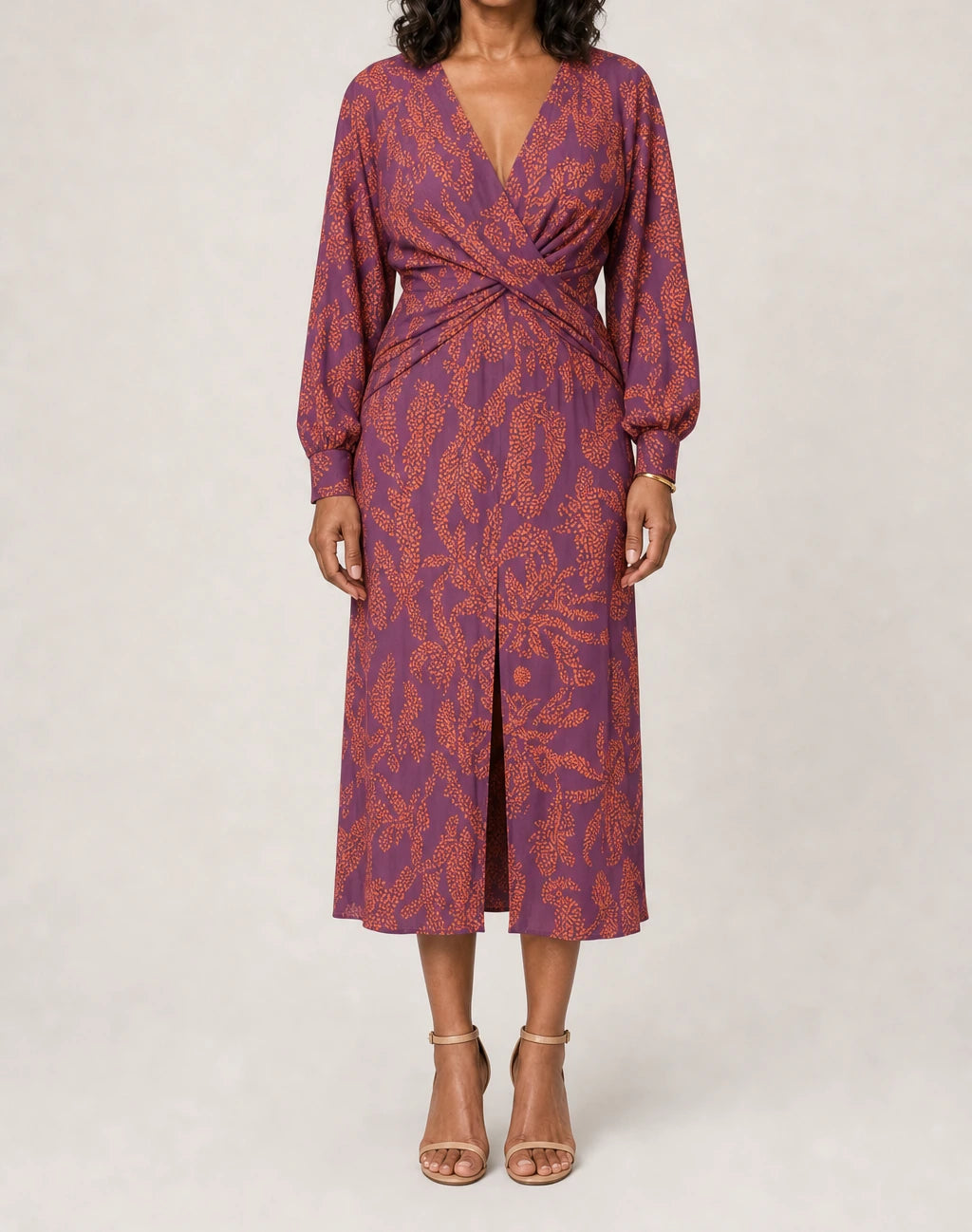 Isadora Tummy Flattering Printed Midi Dress