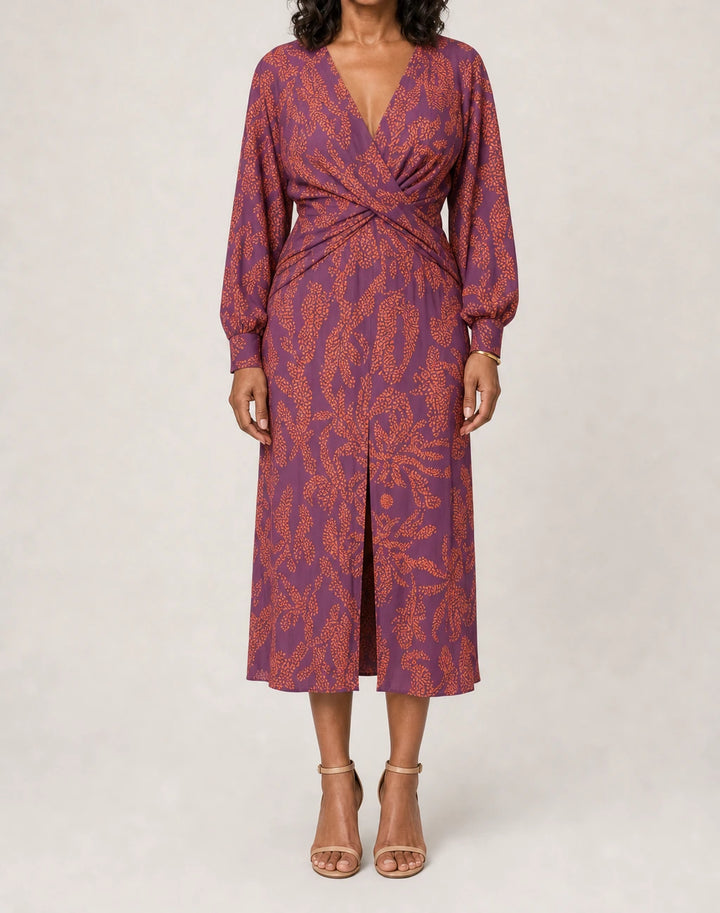 Isadora Tummy Flattering Printed Midi Dress