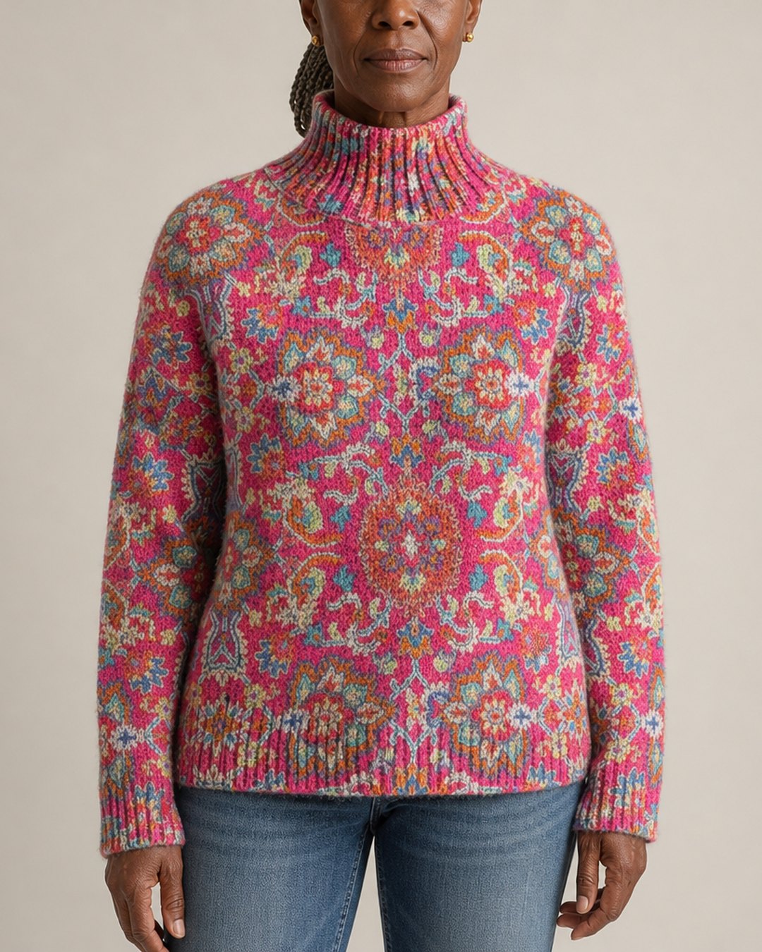Sallie | Retro Floral Turtleneck