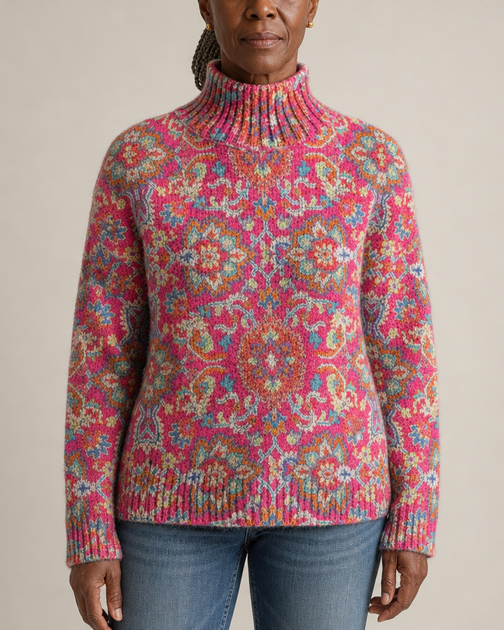 Sallie | Retro Floral Turtleneck