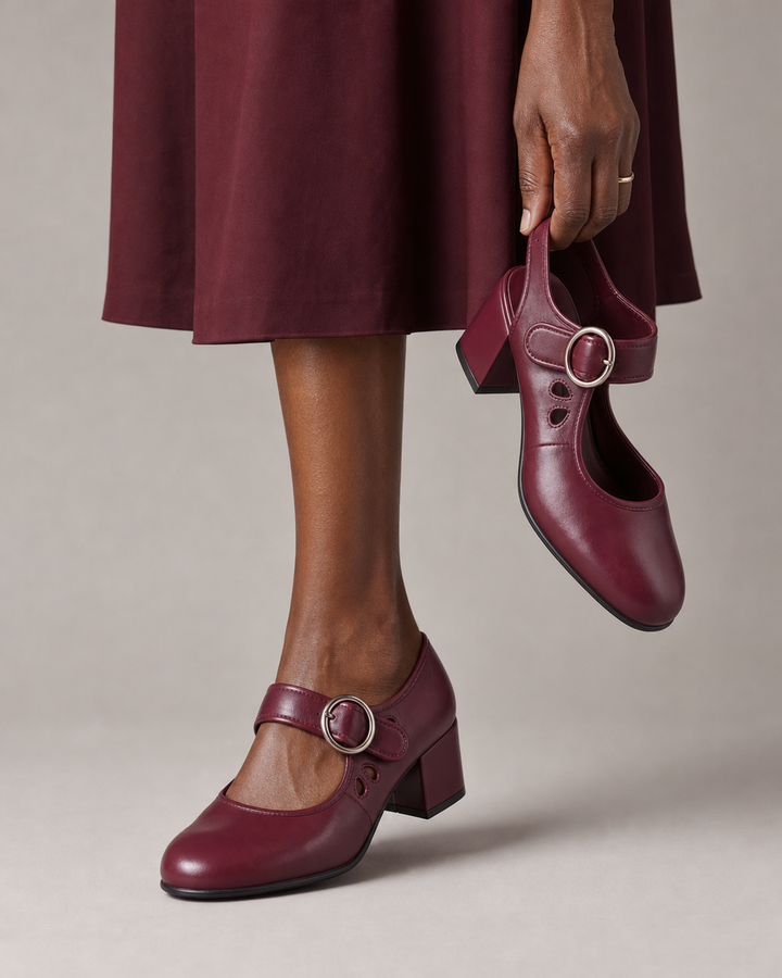 Hallie | Leather Comfort Sandals - Red