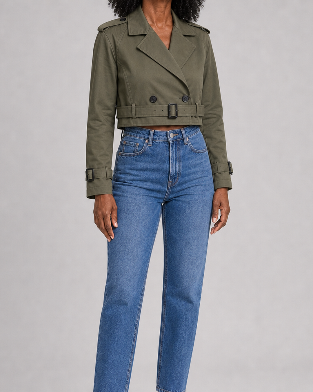 Evelyn | Cropped Belted Trench Coat