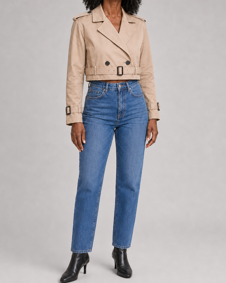 Evelyn | Cropped Belted Trench Coat