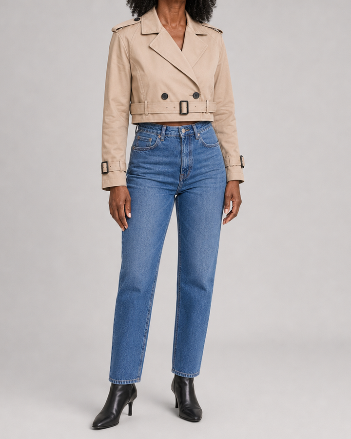 Evelyn | Cropped Belted Trench Coat