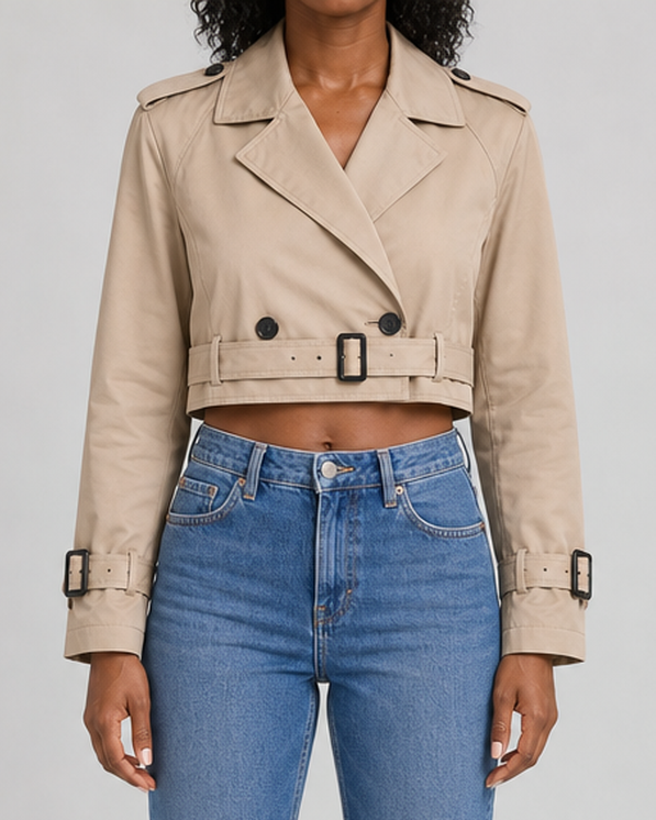 Juliana | Cropped Belted Trench Coat
