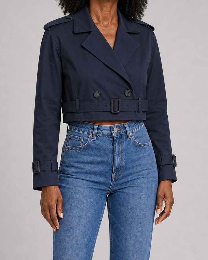 Evelyn | Cropped Belted Trench Coat