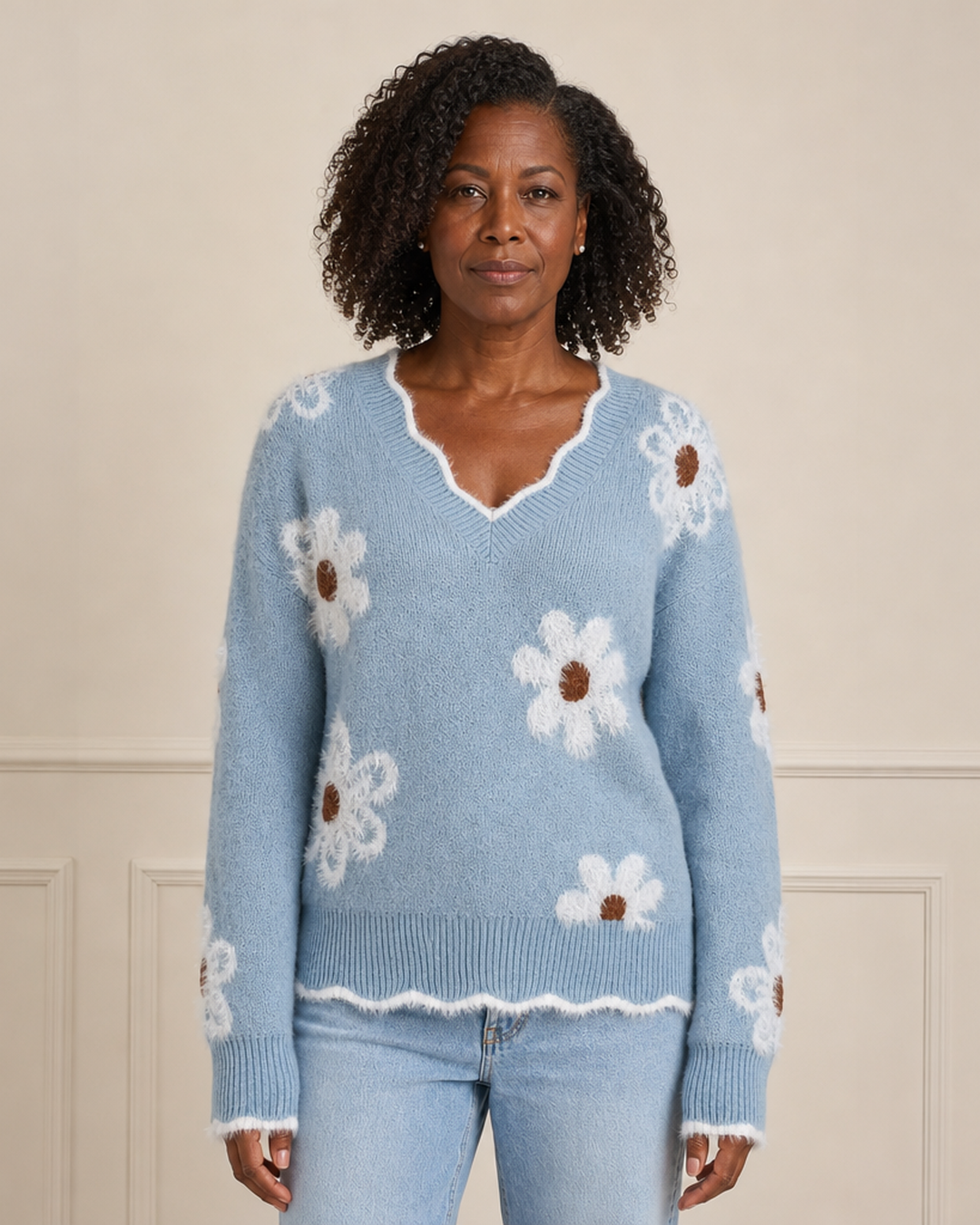 Rochelle | V-Neck Jumper With Floral Pattern