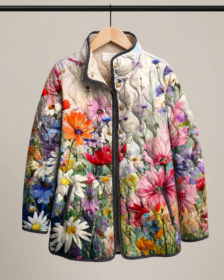 Kaia | Charming Vintage Floral Print Quilted Jacket