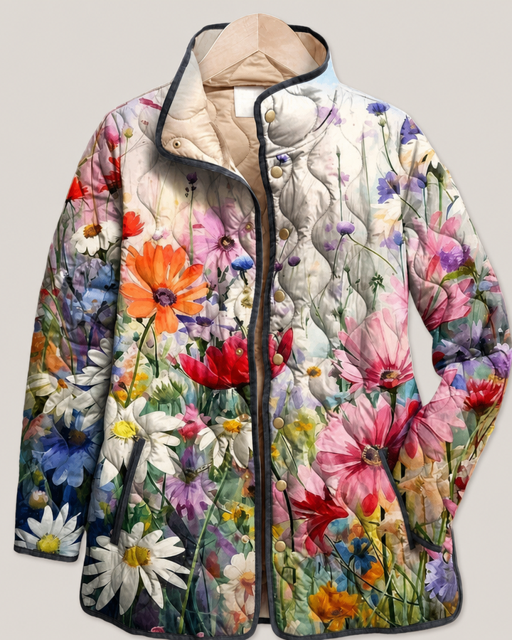 Kaia | Charming Vintage Floral Print Quilted Jacket