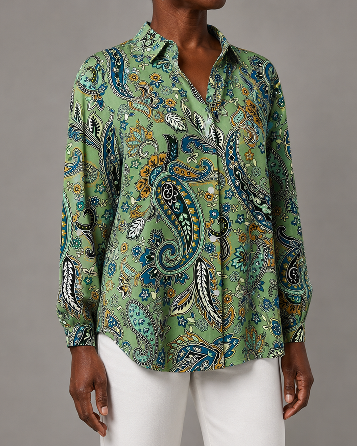 Katarina | Paisley Print Button-Up Blouse