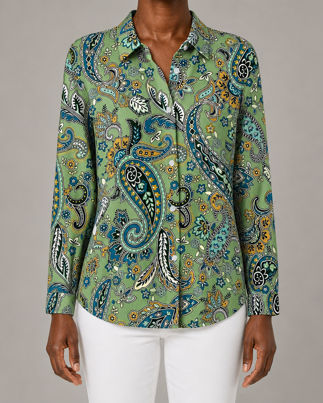 Katarina™ | Paisley Print Button-Up Blouse