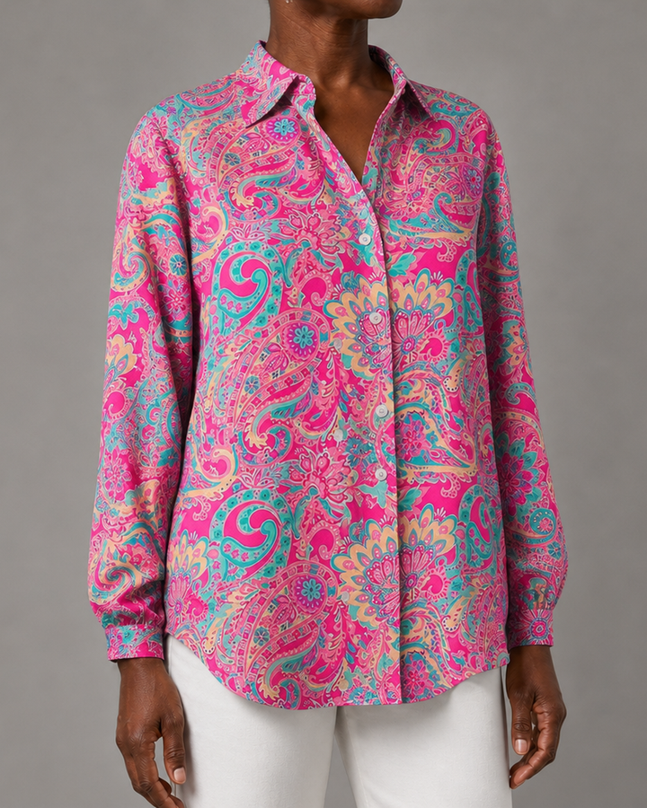 Katarina™ | Paisley Print Button-Up Blouse